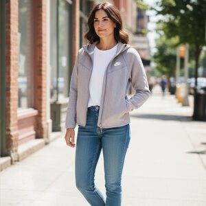 Nike Small Jacket Windrunner Tech Fleece Zip Up Hoodie Gray Lavender BV3455-512